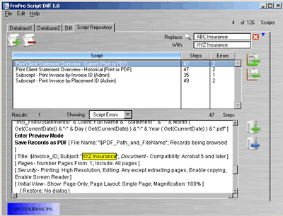 FmPro Script Diff - Search & Replace -Windows