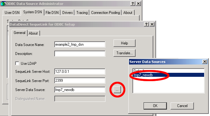 Figure 14 - Enter SequeLink Driver Parameters for FileMaker 7